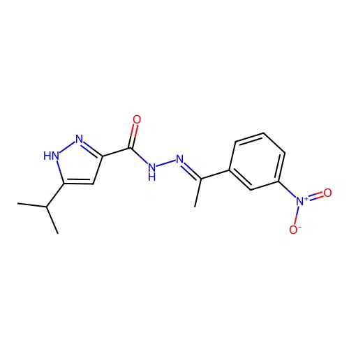 3-isopropyl-N'-[(E)-1-(3-nitrophenyl)ethylidene]-1H-pyrazole-5-carbohydrazide structure