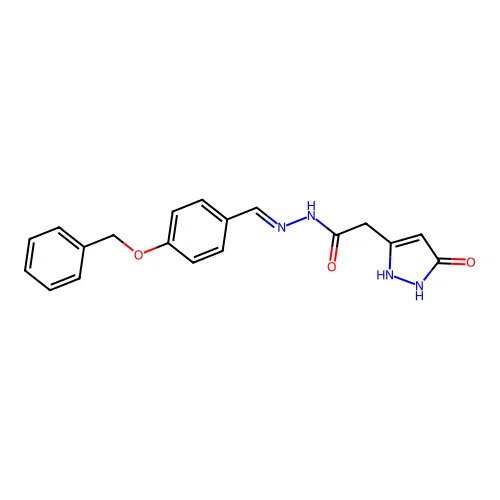 (E)-N'-(4-(benzyloxy)benzylidene)-2-(5-oxo-2,5-dihydro-1H-pyrazol-3-yl)acetohydrazide structure