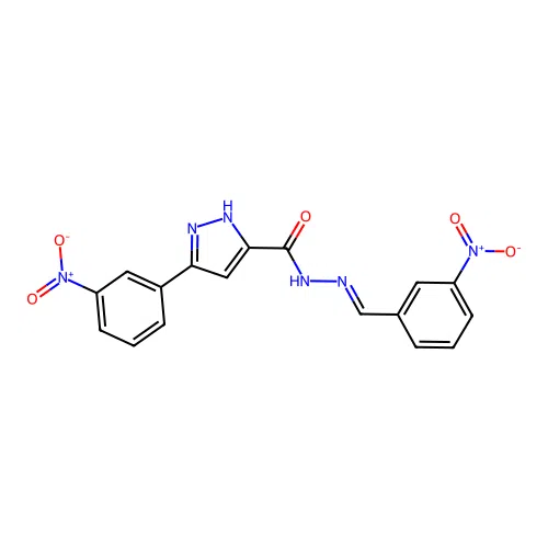 N'-(3-Nitrobenzylidene)-3-(3-nitrophenyl)-1H-pyrazole-5-carbohydrazide structure