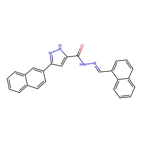 3-(2-naphthyl)-N'-[(E)-1-naphthylmethylidene]-1H-pyrazole-5-carbohydrazide structure