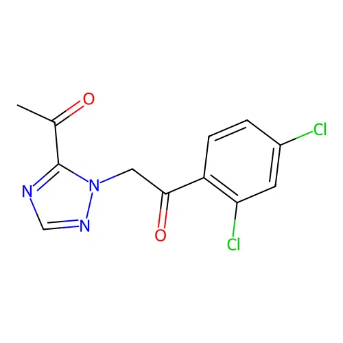 2-(5-acetyl-1H-1,2,4-triazol-1-yl)-1-(2,4-dichlorophenyl)ethanone structure