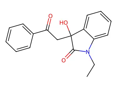 1-Ethyl-3-hydroxy-3-phenacylindol-2-one structure