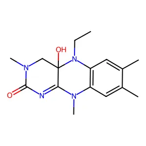 N(5)-ethyl-4a-hydroxy-3-methyl-4a,5-dihydrolumiflavin structure