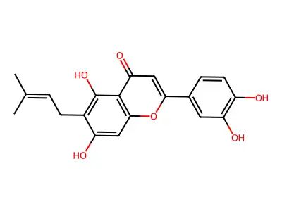2-(3,4-Dihydroxyphenyl)-5,7-dihydroxy-6-(3-methylpent-2-enyl)chromen-4-one structure
