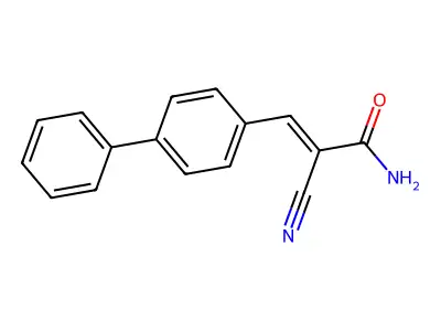 (E)-2-cyano-3-(4-phenylphenyl)prop-2-enamide structure