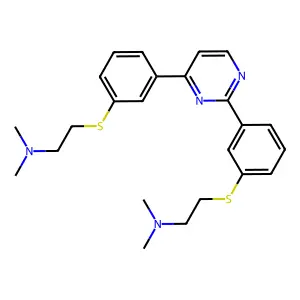 2,4-Bis(3'((2''-(dimethylamino)ethyl)thio)phenyl)pyrimidine structure