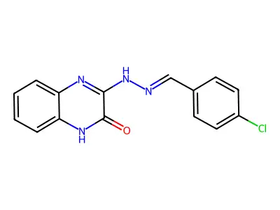 3-[2-[(4-chlorophenyl)methylidene]hydrazinyl]-1H-quinoxalin-2-one structure