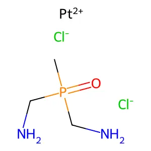 dichloro(1,1'-(methylphosphinylidene)bis(methanamine)-N,N')platinum structure