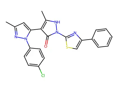 3,3'-Dimethyl-1-(4-phenyl-2-thiazolyl)-1'-(4-chlorophenyl)-5-hydroxy[4,5']-bipyrazol structure
