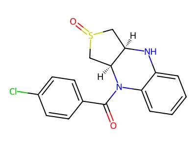 cis-1,3,3a,4,9,9a-Hexahydro-4-(4-chlorobenzoyl)thieno(3,4-b)quinoxaline 2-oxide structure