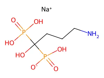 Sodium (4-amino-1-hydroxy-1-phosphonobutyl)-hydroxyphosphinate structure