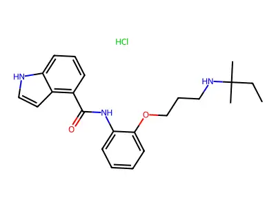 1H-Indole-4-carboxamide, N-(2-(3-((1,1-dimethylpropyl)amino)propoxy)phenyl)-, monohydrochloride structure