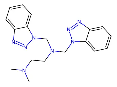 {2-[Bis(1H-1,2,3-benzotriazol-1-ylmethyl)amino]ethyl}dimethylamine structure