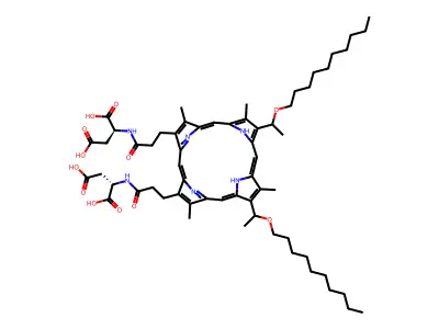 2,4-Bis(1-decyloxyethyl)deuteroporphyrinyl-6,7-bisaspartic acid structure