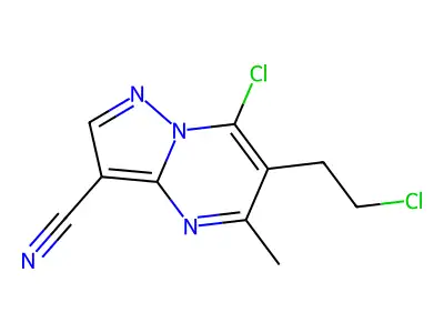 7-Chloro-6-(2-chloroethyl)-5-methylpyrazolo[1,5-a]pyrimidine-3-carbonitrile structure
