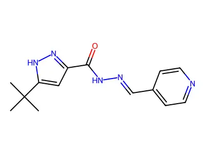 5-tert-butyl-N-[(E)-pyridin-4-ylmethylideneamino]-1H-pyrazole-3-carboxamide structure