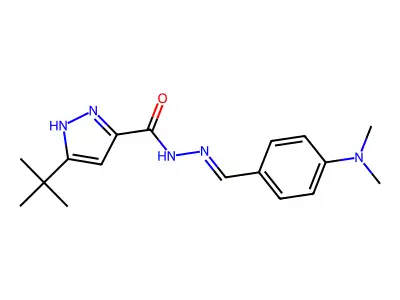 (E)-3-(tert-butyl)-N'-(4-(dimethylamino)benzylidene)-1H-pyrazole-5-carbohydrazide structure