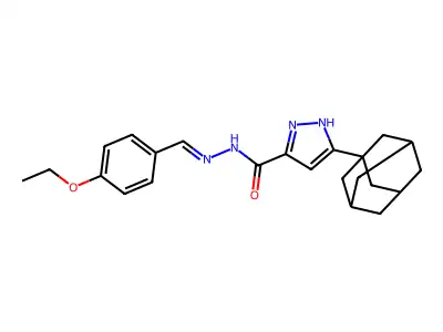 5-(1-adamantyl)-N-[(E)-(4-ethoxyphenyl)methylideneamino]-1H-pyrazole-3-carboxamide structure