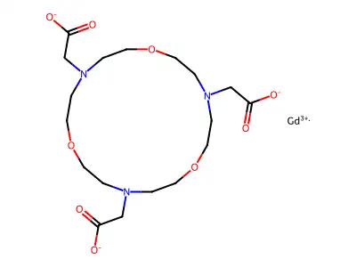 Gadolinium-1,7,13-triaza-4,10,16-trioxacyclooctadecane-N,N',N''-triacetic acid structure
