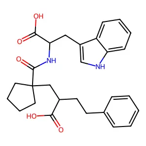 N-(1-(2-Carboxy-4-phenylbutyl)cyclopentylcarbonyl)tryptophan structure