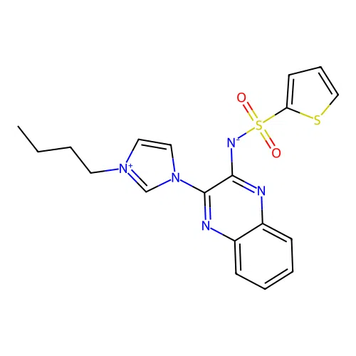 (3-(1-butyl-1H-imidazol-3-ium-3-yl)quinoxalin-2-yl)(thiophen-2-ylsulfonyl)amide structure