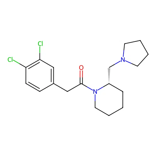 2-(3,4-dichlorophenyl)-1-[(2S)-2-(pyrrolidin-1-ylmethyl)piperidin-1-yl]ethanone structure