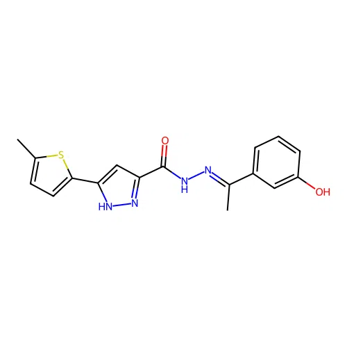 N'-(1-(3-HO-PHENYL)ETHYLIDENE)-3-(5-ME-2-THIENYL)-1H-PYRAZOLE-5-CARBOHYDRAZIDE structure