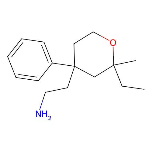 2-(2-ethyl-2-methyl-4-phenyltetrahydro-2H-pyran-4-yl)ethanamine structure