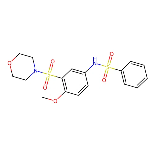N-(4-methoxy-3-morpholin-4-ylsulfonylphenyl)benzenesulfonamide structure