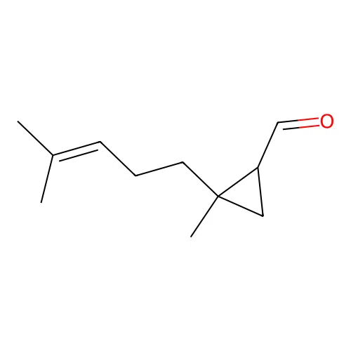 2-Methyl-2-(4-methyl-3-pentenyl)cyclopropanecarbaldehyde structure