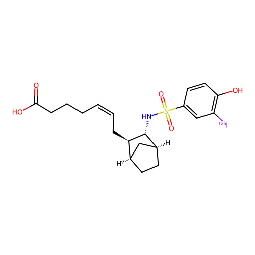 7-(3-Iodo-4-hydroxyphenylsulfonylamino(2.2.1)-bicyclohept-2-yl)heptenoic acid structure