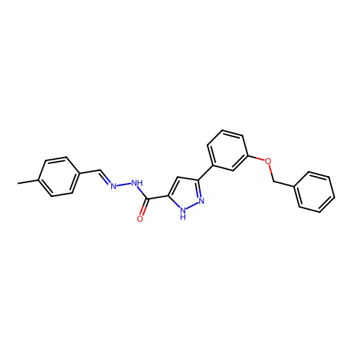 (E)-3-(3-(benzyloxy)phenyl)-N'-(4-methylbenzylidene)-1H-pyrazole-5-carbohydrazide structure