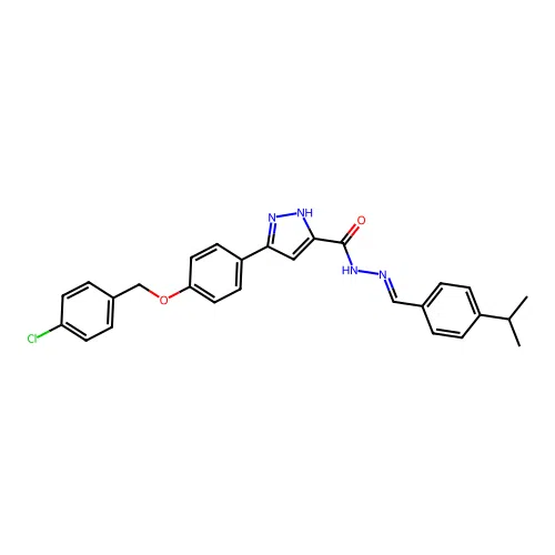 (E)-3-(4-((4-chlorobenzyl)oxy)phenyl)-N'-(4-isopropylbenzylidene)-1H-pyrazole-5-carbohydrazide structure
