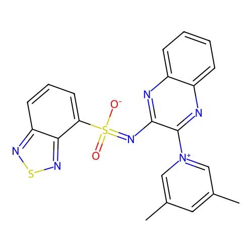 (benzo[c][1,2,5]thiadiazol-4-ylsulfonyl)(3-(3,5-dimethylpyridin-1-ium-1-yl)quinoxalin-2-yl)amide structure