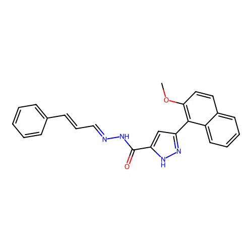 (E)-3-(2-methoxynaphthalen-1-yl)-N'-((E)-3-phenylallylidene)-1H-pyrazole-5-carbohydrazide structure
