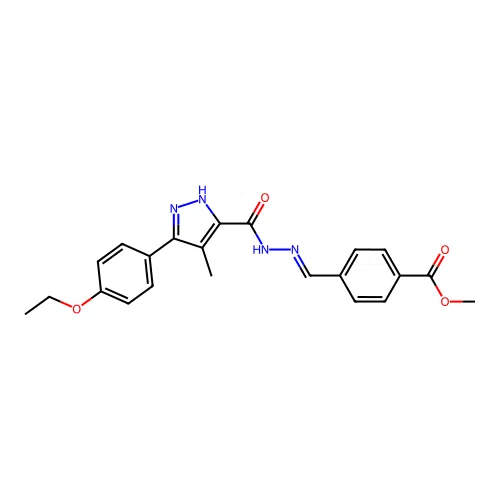 (E)-methyl 4-((2-(3-(4-ethoxyphenyl)-4-methyl-1H-pyrazole-5-carbonyl)hydrazono)methyl)benzoate structure