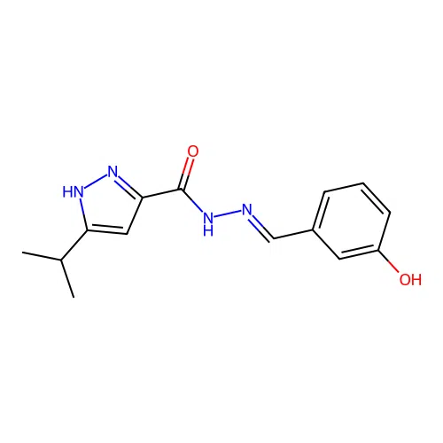 N'-[(E)-(3-hydroxyphenyl)methylidene]-3-(propan-2-yl)-1H-pyrazole-5-carbohydrazide structure