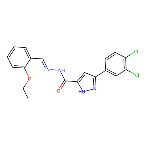 (E)-3-(3,4-dichlorophenyl)-N'-(2-ethoxybenzylidene)-1H-pyrazole-5-carbohydrazide structure