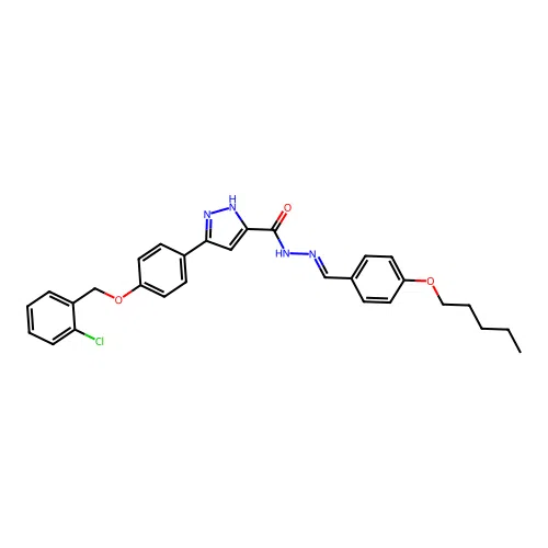 3-{4-[(2-chlorobenzyl)oxy]phenyl}-N'-{(E)-[4-(pentyloxy)phenyl]methylidene}-1H-pyrazole-5-carbohydrazide structure
