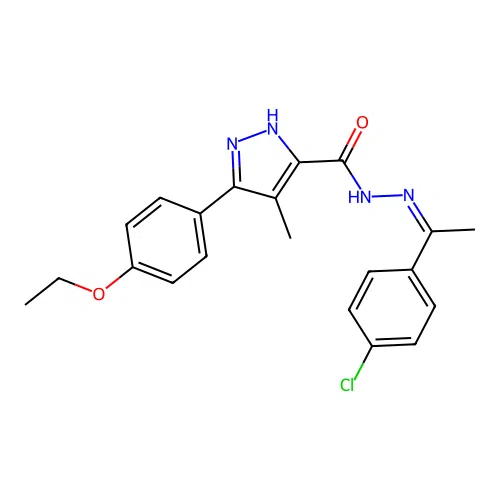 (Z)-N'-(1-(4-chlorophenyl)ethylidene)-3-(4-ethoxyphenyl)-4-methyl-1H-pyrazole-5-carbohydrazide structure
