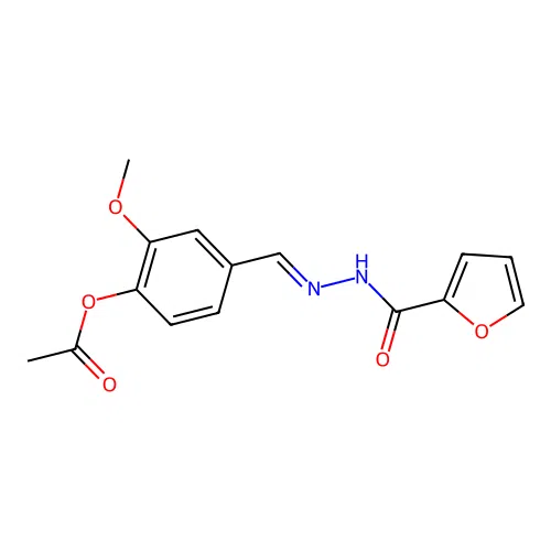 4-{(E)-[2-(furan-2-ylcarbonyl)hydrazinylidene]methyl}-2-methoxyphenyl acetate structure