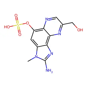 3H-Imidazo(4,5-f)quinoxaline-8-methanol, 2-amino-3-methyl-5-(sulfooxy)- structure