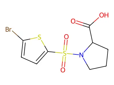 Proline, 1-((5-bromo-2-thienyl)sulfonyl)- structure