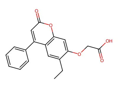 2-[(6-ethyl-2-oxo-4-phenyl-2H-chromen-7-yl)oxy]acetic acid structure