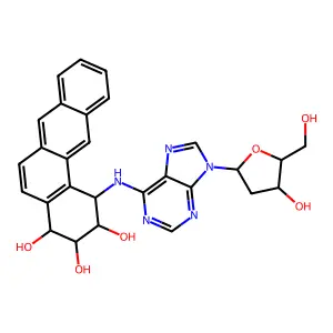 Adenosine, 2'-deoxy-N-(1,2,3,4-tetrahydro-2,3,4-trihydroxybenz(a)anthracen-1-yl)-, (1S-(1alpha,2beta,3alpha,4beta))- structure