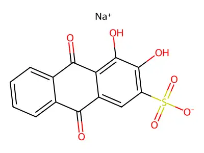 3,4-Dihydroxy-9,10-dioxo-9,10-dihydroanthracene-2-sulfonate structure