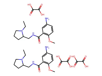 5-Amino-N-((1-ethyl-2-pyrrolidinyl)methyl)-2-methoxybenzamide ethanedioate (2:3) structure