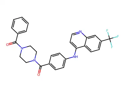Piperazine, 1-benzoyl-4-(4-((7-(trifluoromethyl)-4-quinolinyl)amino)benzoyl)- structure