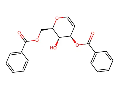 (4-benzoyloxy-3-hydroxy-3,4-dihydro-2H-pyran-2-yl)methyl benzoate structure