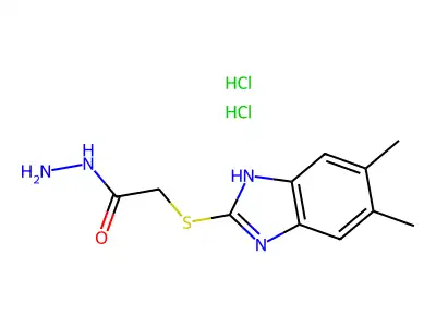 5,6-Dimethylbenzimidazolylthioacetohydrazide dihydrochloride structure